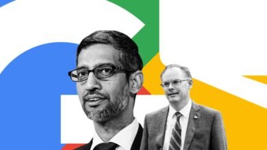 Sundar Pichai and Thomas Kurian, CEOs of Google and Google Cloud, against the Google logo.