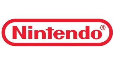 Nintendo logo: red text on a red oval background.
