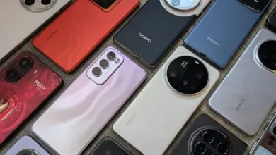 Collection of various smartphone models from brands like Poco, Realme, Oppo, Xiaomi, and Honor, showcasing diverse designs and camera systems.