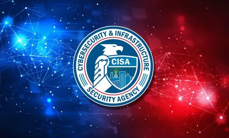CISA logo with a digital network background in blue and red.
