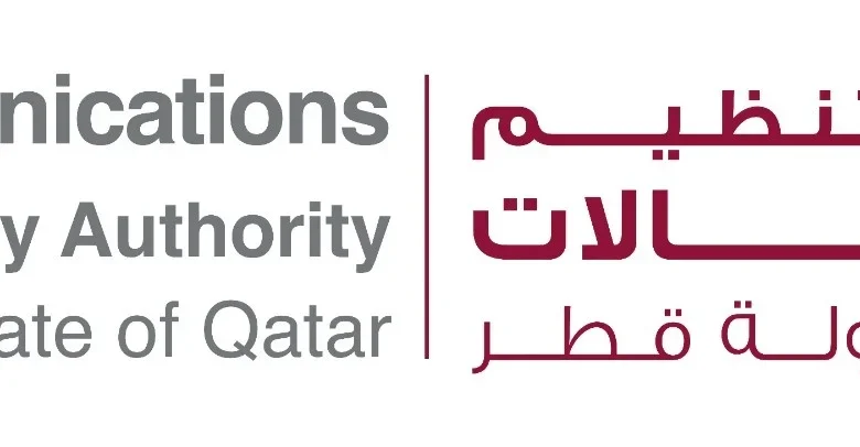 Communications Regulatory Authority, State of Qatar logo. Gray and maroon text in English and Arabic.