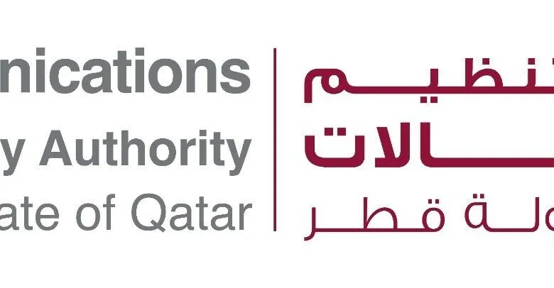 Communications Regulatory Authority, State of Qatar logo. Gray and maroon text in English and Arabic.