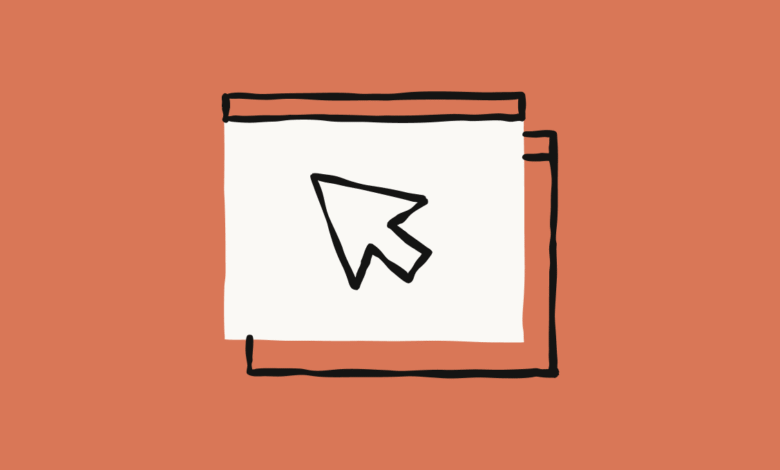 Simple illustration of a cursor on a screen, suggesting a click or interaction.