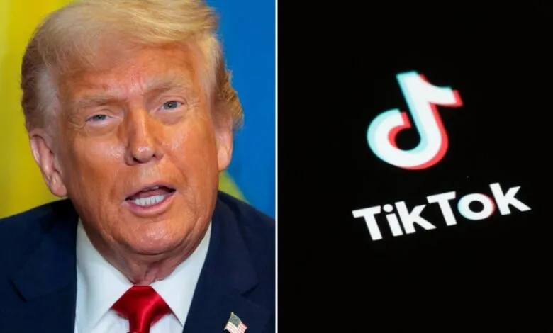 Donald Trump and the TikTok logo side-by-side.