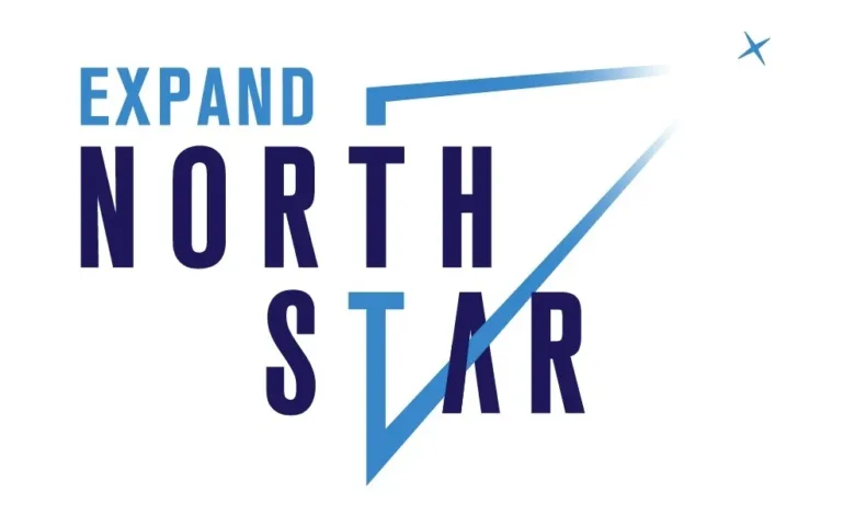 Expand North Star logo with blue geometric lines and a star.