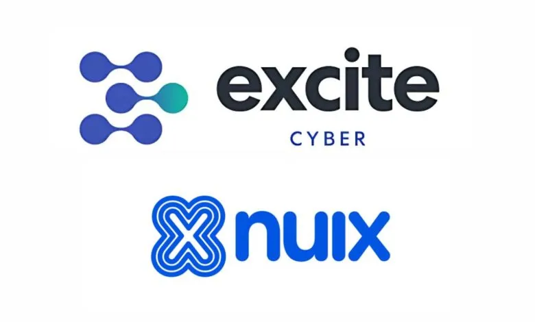 Logos for Excite Cyber and Nuix on a white background.