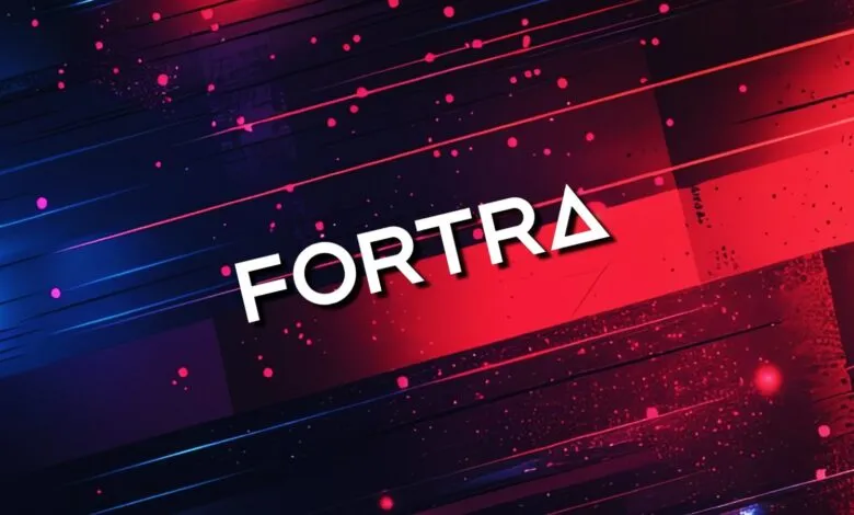 Fortra logo displayed on a dark background with red and blue accents.
