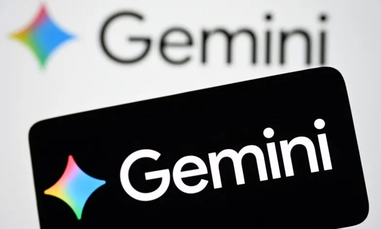 Close-up of the Gemini logo, a colorful star and the word 'Gemini' in white on a black background.