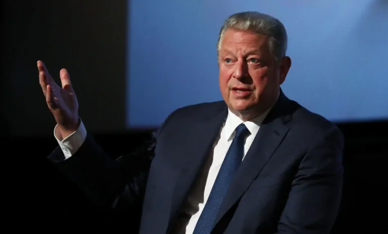 Al Gore, former US Vice President, speaks at a Q&A session following a film screening.