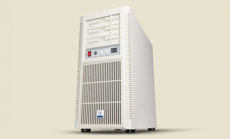 Off-white industrial chiller unit with digital display and multiple vents.