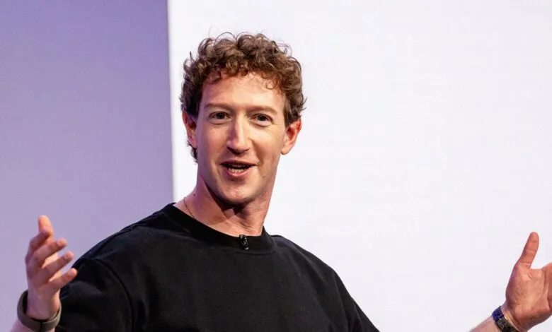 Mark Zuckerberg, CEO of Meta, speaks passionately, gesturing with open hands.