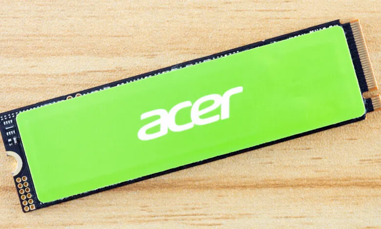 Acer NVMe SSD on a wooden surface
