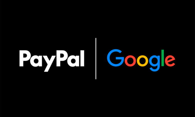 PayPal and Google logos side-by-side on a black background.