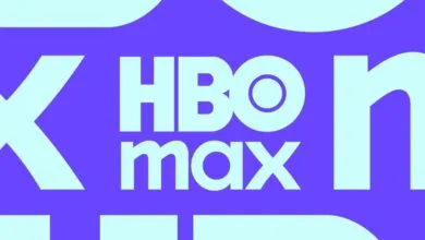 HBO Max logo on purple background. Light blue text.
