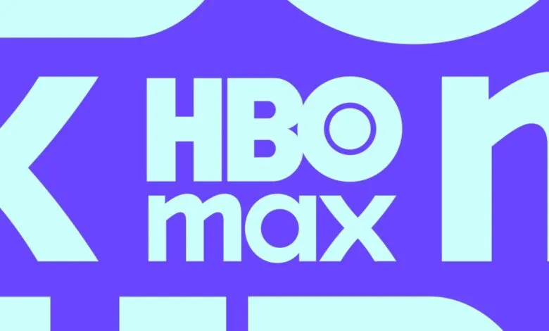 HBO Max logo on purple background. Light blue text.