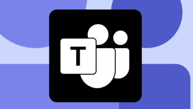 Microsoft Teams logo: white icons of two people and a 'T' on a black square against a purple background.