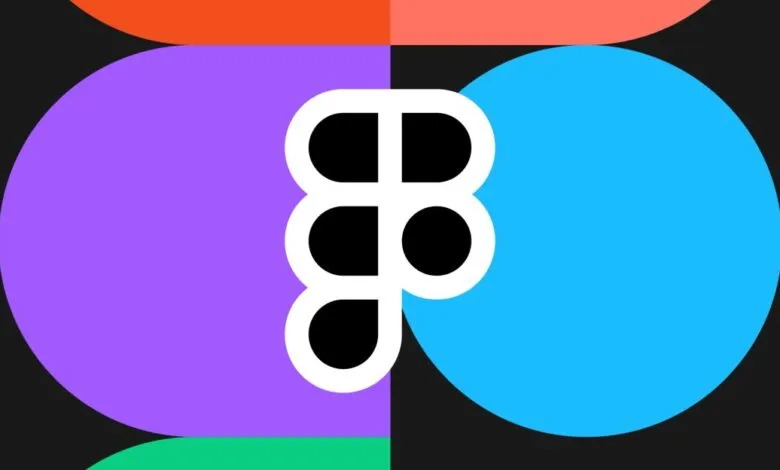 Abstract graphic design with black shapes on a purple and blue background.