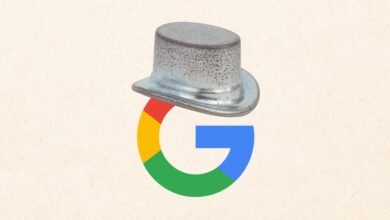 Google logo with a Monopoly top hat piece on top, symbolizing antitrust concerns.