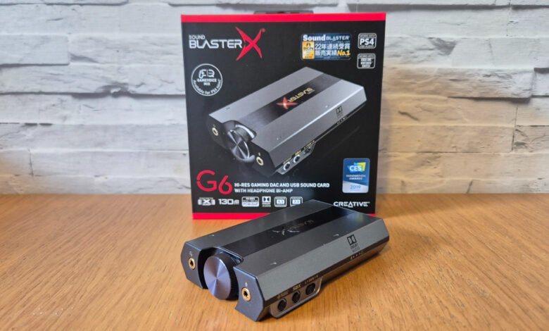 Creative Sound Blaster G6 gaming DAC and USB sound card with box