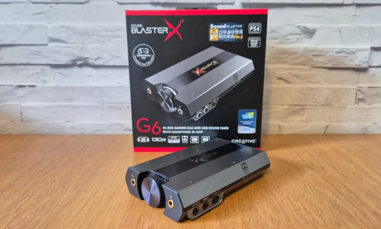 Creative Sound Blaster G6 gaming DAC and USB sound card with box