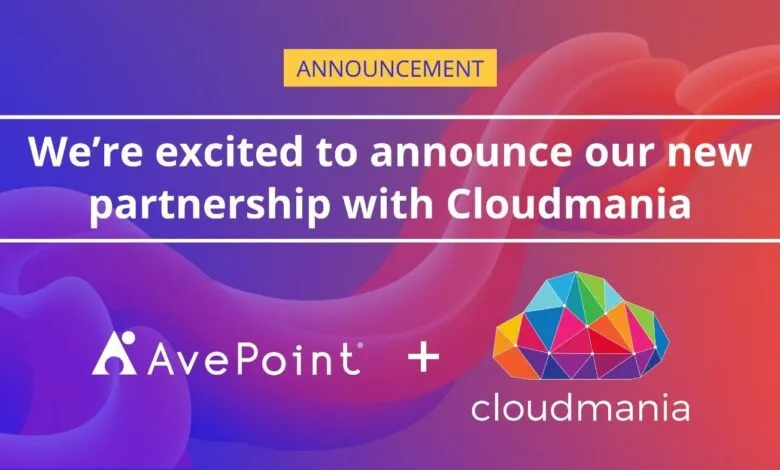AvePoint and Cloudmania logos displayed with announcement text.