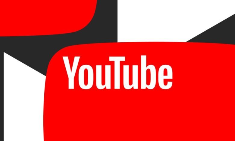 YouTube logo on a red background with black and white accents.