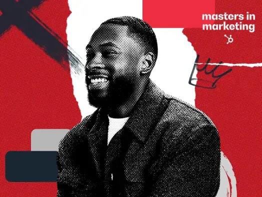 Portrait of Brandon Smithwrick, smiling, with 'Masters in Marketing' text overlay.