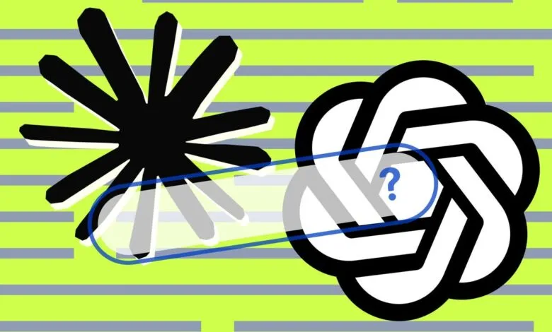 Abstract graphic with black and white geometric shapes on a lime green and gray striped background. A question mark is featured.