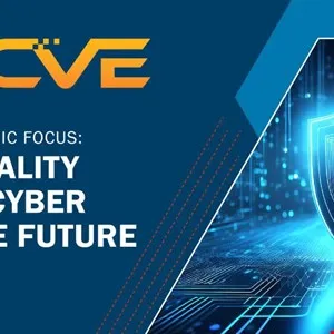 CVE logo with a digital shield, emphasizing quality cyber security for the future.