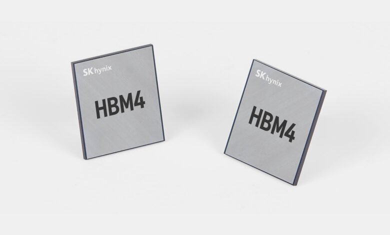Two SK hynix HBM4 memory modules shown on a white background.
