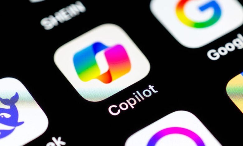 Close-up of a smartphone screen showing the Copilot app icon among other apps.