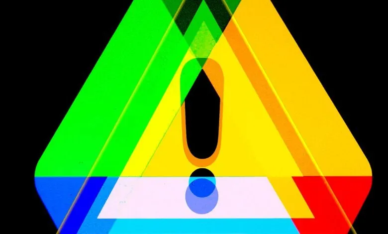 Overlapping warning signs with an exclamation point, in vibrant green, yellow, and red.