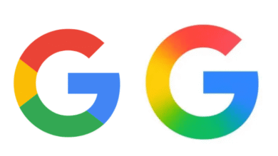 Two Google logos side-by-side, one with distinct color blocks and the other with a gradient.