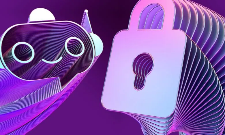 Abstract 3D render of a charging plug and padlock, both with iridescent purple and blue tones, symbolizing secure EV charging.