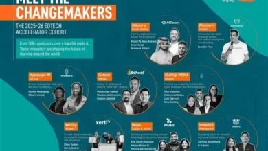 Meet the Changemakers: 2025-26 EdTech Accelerator Cohort. A graphic showcasing innovators shaping the future of learning.