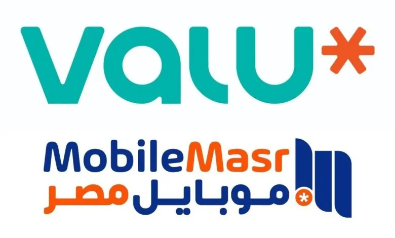 ValU and MobileMasr logos; ValU logo is teal and orange asterisk, MobileMasr is blue, orange, and Arabic script.