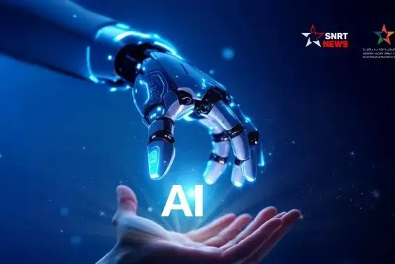 Robotic hand offering AI to a human hand, symbolizing artificial intelligence integration.