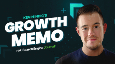 Kevin Indig's Growth Memo for Search Engine Journal. Headshot of Kevin Indig with teal and dark-green graphic design.