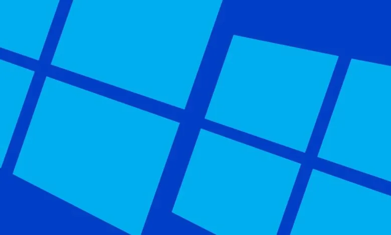 Abstract geometric pattern of overlapping bright blue squares on a darker blue background.