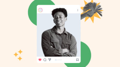 Black and white Instagram post featuring a smiling man, overlaid with cash and green circles. Suggests sponsored content or influencer marketing.
