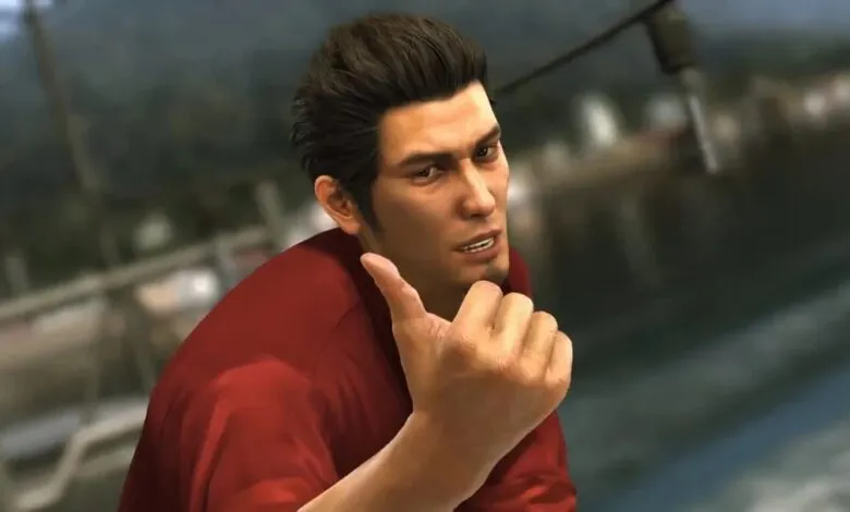 Kiryu Kazuma from the Yakuza series gives a thumbs-up.