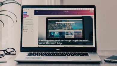 Laptop displaying a webpage about optimizing Microsoft Edge settings. The article highlights eight key settings for improved performance.