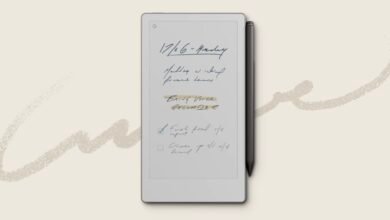 Digital notepad with handwritten notes and stylus, showcasing a minimalist design.