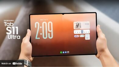 Hands holding a Samsung Galaxy Tab S11 Ultra, showcasing its large screen and user interface.