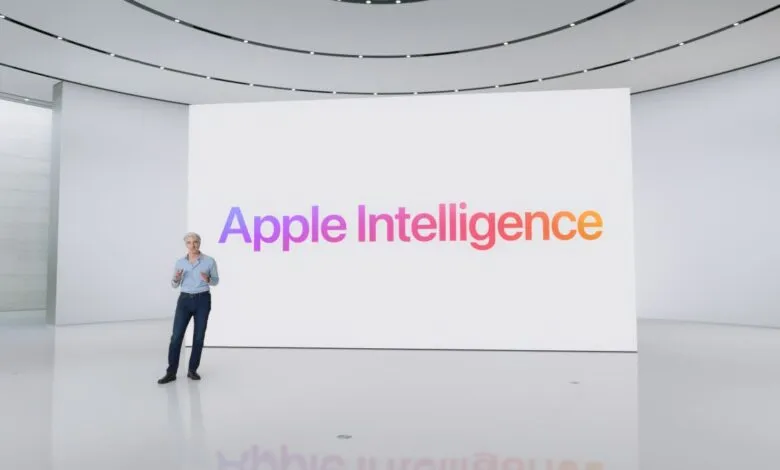 Apple executive presents Apple Intelligence at WWDC.