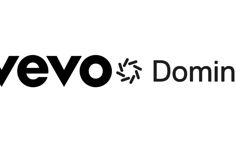 Vevo Domino logo with black text and graphic elements on a white background.