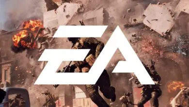 EA logo superimposed over soldiers in a chaotic, explosive battlefield scene.