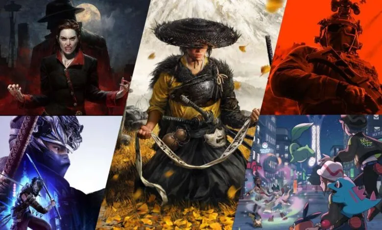 Collage of video game art featuring a vampire, samurai, soldier, ninja, and Pokémon characters.