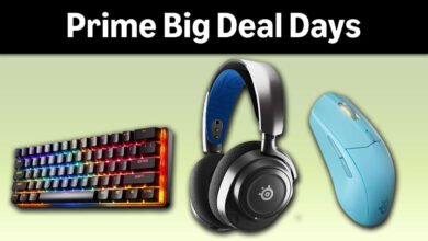 Gaming keyboard, headset, and mouse with colorful RGB lighting.