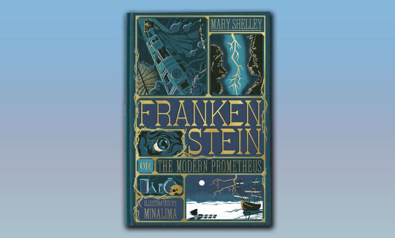 Cover of Frankenstein or The Modern Prometheus, illustrated by MinaLima.